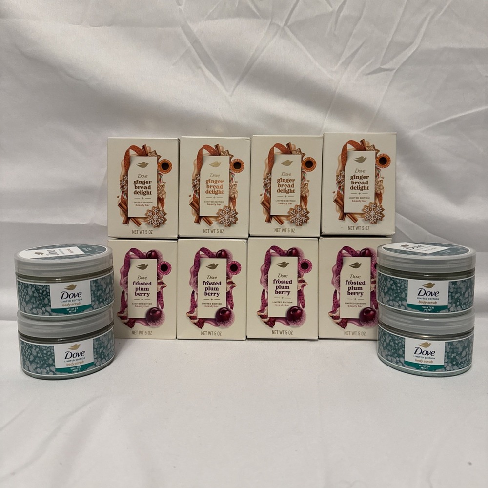 Dove Limited Edition Holiday Lot Winter Mint Scrub Gingerbread Plum Berry Soap‎